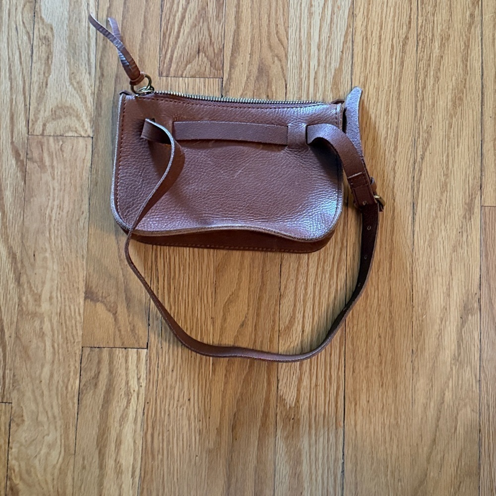 Madewell Simple Pouch Belt Bag English Saddle Brown Leather Waist Great Cond View 4